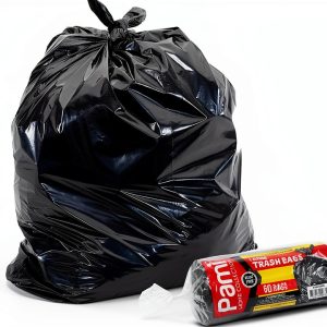 PAMI Large 33-Gallon Scent-Free Trash Bags, 60-Pack, Black-0