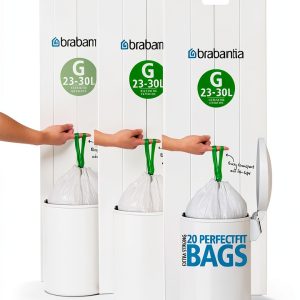 Brabantia Bin liners Can Liners 30L White HDPE Durable 20 Count Pack-0