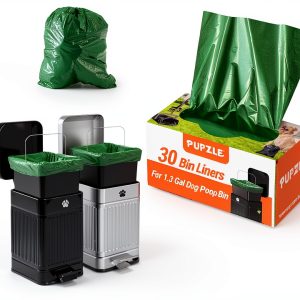 Dog Poop Bin Liners Pupzle 1.3 Gal Square Can Leakproof 30 Count-0